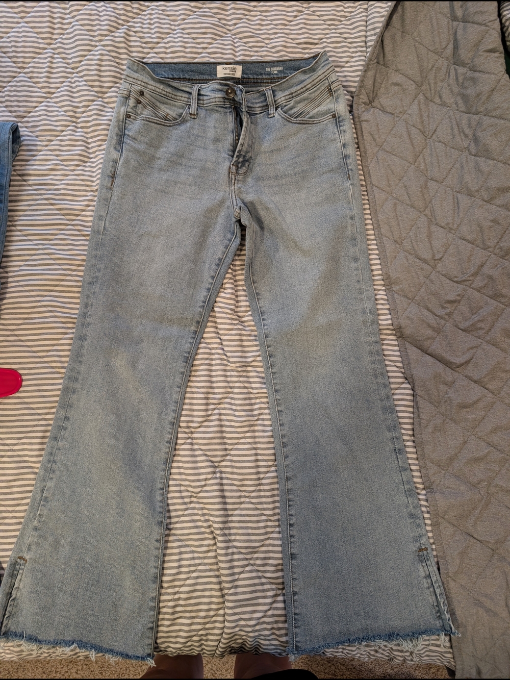 Kensie Light Blue Flare Jeans with Raw Hem